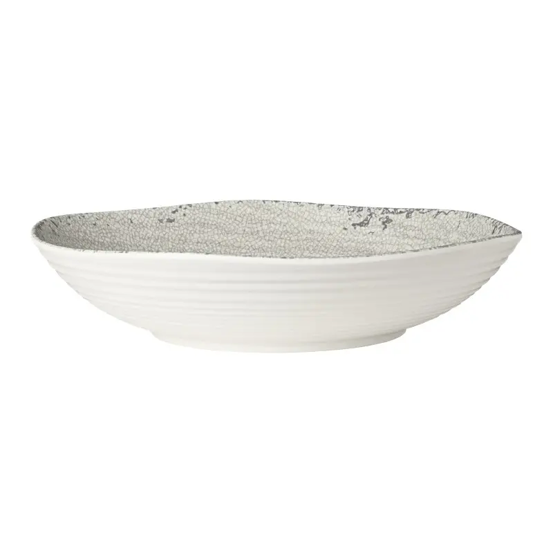 Creations Buffet Large Round Shallow Bowl 14 1/8 in x 2 5/8 in (1 Gal) Pompeii Stone - Set of 8