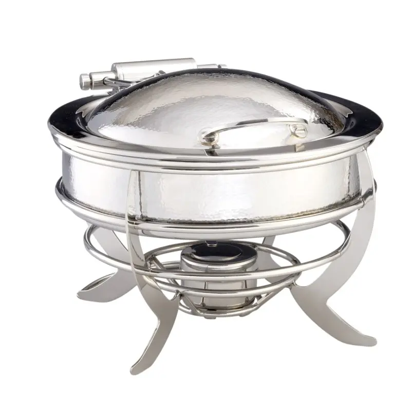 DW Haber Chafer Saturn 2 Gal Round Hinged Hammered Stainless Steel DW Haber Chafer Saturn 2 Gal Round Hinged Hammered Stainless Steel