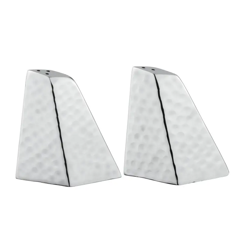DW Haber Salt And Pepper Shaker Set Tear Drop Hammered Stainless Steel - Set of 6