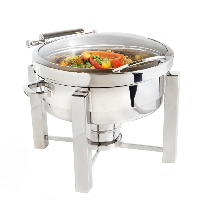 DW Haber Chafer Tower 4 qt Round Full Glass Hinged Stainless Steel
