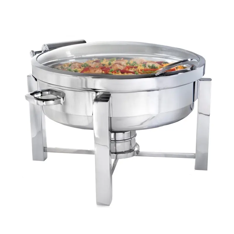 DW Haber Chafer Tower 2 Gal Round Full Glass Hinged Stainless Steel DW Haber Chafer Tower 2 Gal Round Full Glass Hinged Stainless Steel