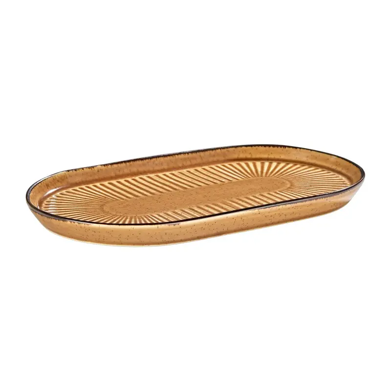 Porline Highlight Cinnamon Collection Sun Oval Platter 14 cm - Set of 36