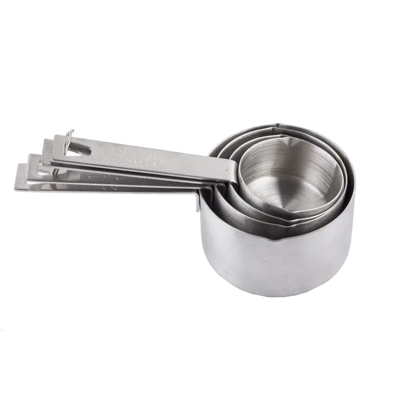 Tablecraft Measuring Cup Set 3.25"x2.5"x7" - Stainless Steel (201) Set of 4 - Includes 1/4c - 1/3c - 1/2c - 1c Tablecraft Measuring Cup Set 3.25"x2.5"x7" - Stainless Steel (201) Set of 4 - Includes 1/4c - 1/3c - 1/2c - 1c