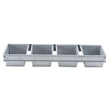 Aluminized Steel 4-Loaf Strapped Bread Pan 21"x9.5"x2.75" - 8.5 x 4.5 x 2.75" Pans - Non-Stick Silicone Glaze