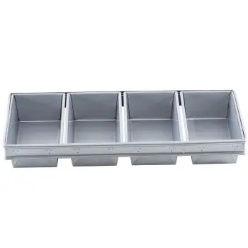 Aluminized Steel 4-Loaf Strapped Bread Pan 22"x10"x2.75" - 9 x 4.5 x 2.75" Pans - Non-Stick Silicone Glaze