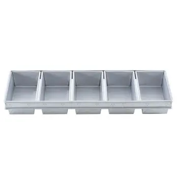 Aluminized Steel 5-Loaf Strap Bread Pan 26"x10"x2.75" - 9 x 4.5 x 2.75" Pans - Non-Stick Silicone Glaze