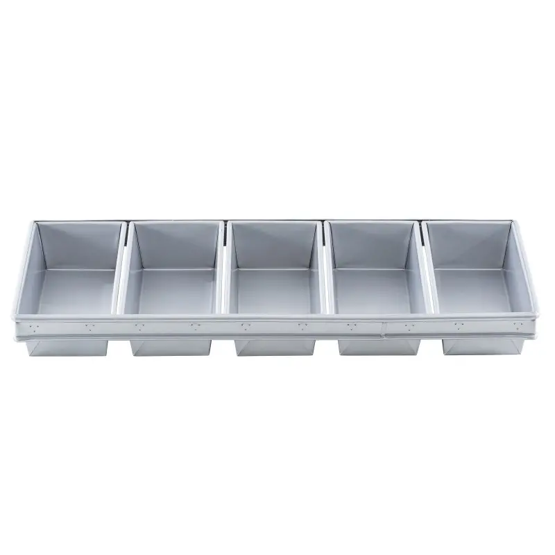 Aluminized Steel 6-Loaf Strap Bread Pan 25.75"x6"x2.25" - 5.5 x 3 x 2.25" Pans - Non-Stick Silicone Glaze - TableCraft