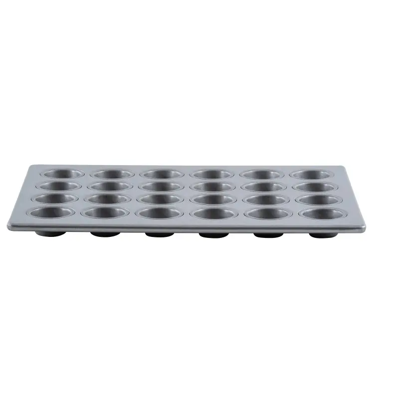 Aluminized Steel Mini Muffin Pan 1.5 OZ - 18"x13"x1" - 24 Cups (4 x 6) - Silicone Glazed Non-Stick Coating