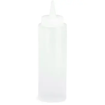 Tablecraft Squeeze Bottle 8 Oz. Clear 2.06"x2.06"x7.37" - Polyethylene (LDPE) 38mm - Standard TipTop - Set of 12
