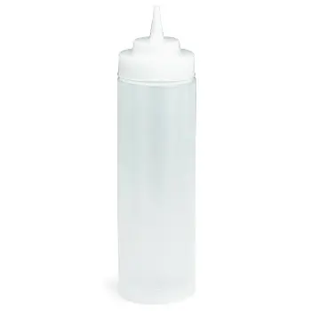 Tablecraft Widemouth Squeeze Bottle 12 Oz. Clear - Polyethylene (LDPE) 53mm - Standard TipTop - NSF - Set of 36