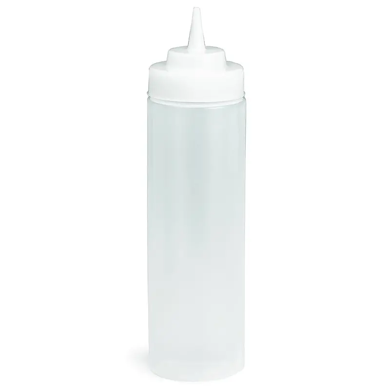 Tablecraft Widemouth Squeeze Bottle 12 Oz. Clear - Polyethylene (LDPE) 53mm - Standard TipTop - NSF - Set of 36