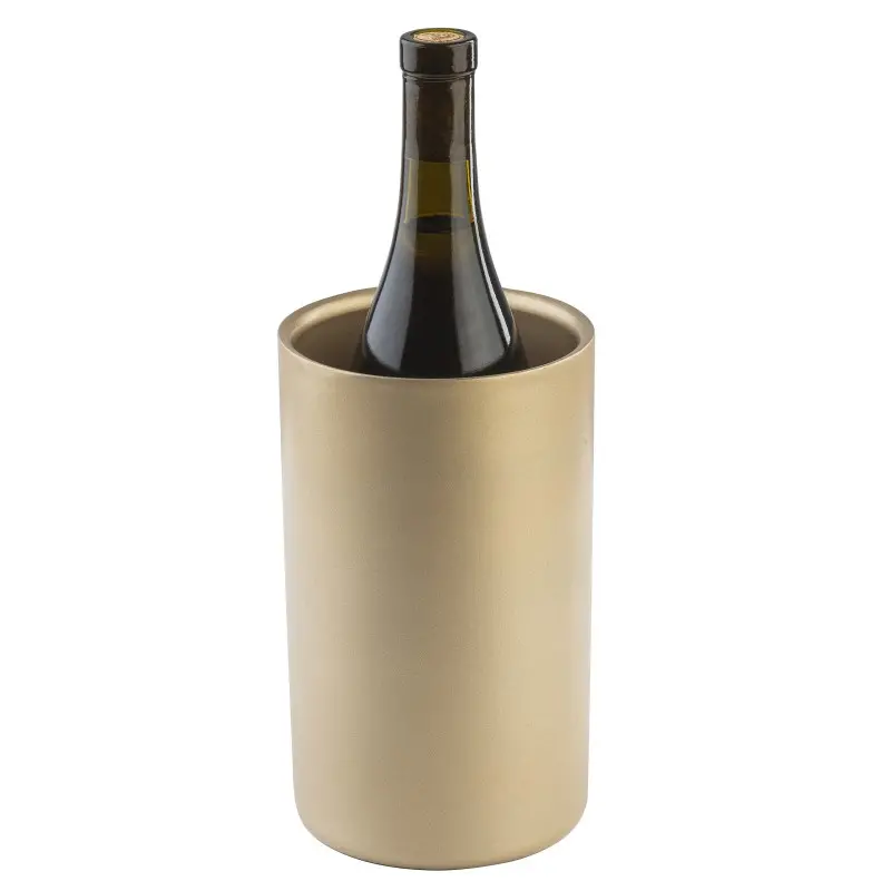 Tablecraft Round Double Wall Wine Cooler Gold 4.75"x4.75"x7.875" - Stainless Steel (Coated)