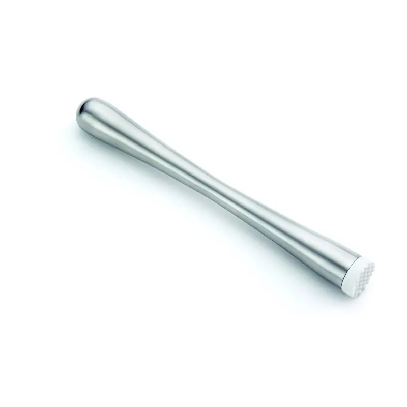 Tablecraft Muddler With Plastic Tip Black 1"x1"x8.75" - Stainless Steel (201) - Set of 6