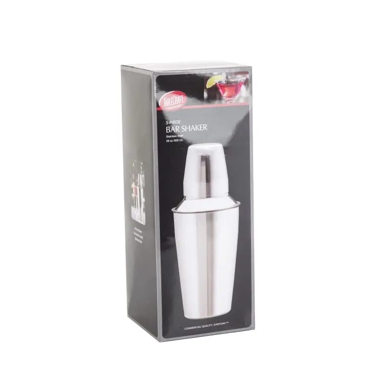 Tablecraft 3-Piece Cocktail Shaker 28 Oz. 3.875"x3.875"x9.875" - Stainless Steel (200 Series) - Set of 6