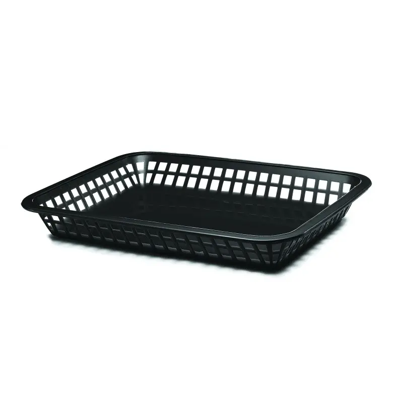 Tablecraft Rectangular Mas Grande Basket Black 11.75"x8.5"x1.5" - Polypropylene (PPH) - Set of 36
