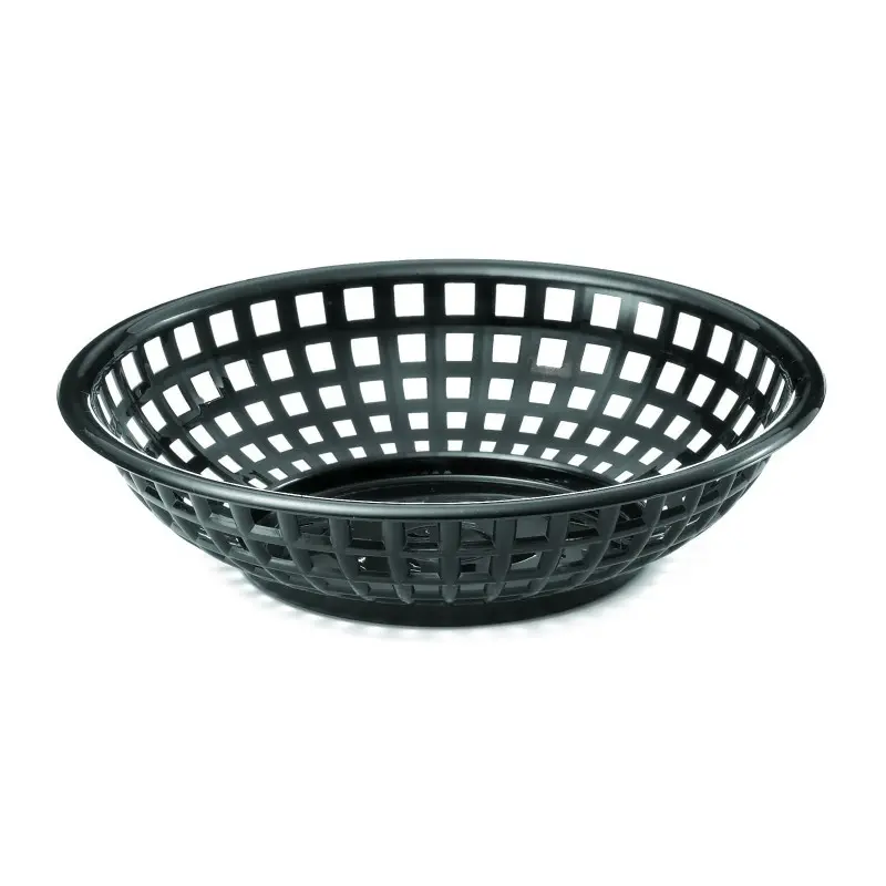 Tablecraft Round Serving Basket Black 8"x8"x2" - Polypropylene (PPH) - Set of 36