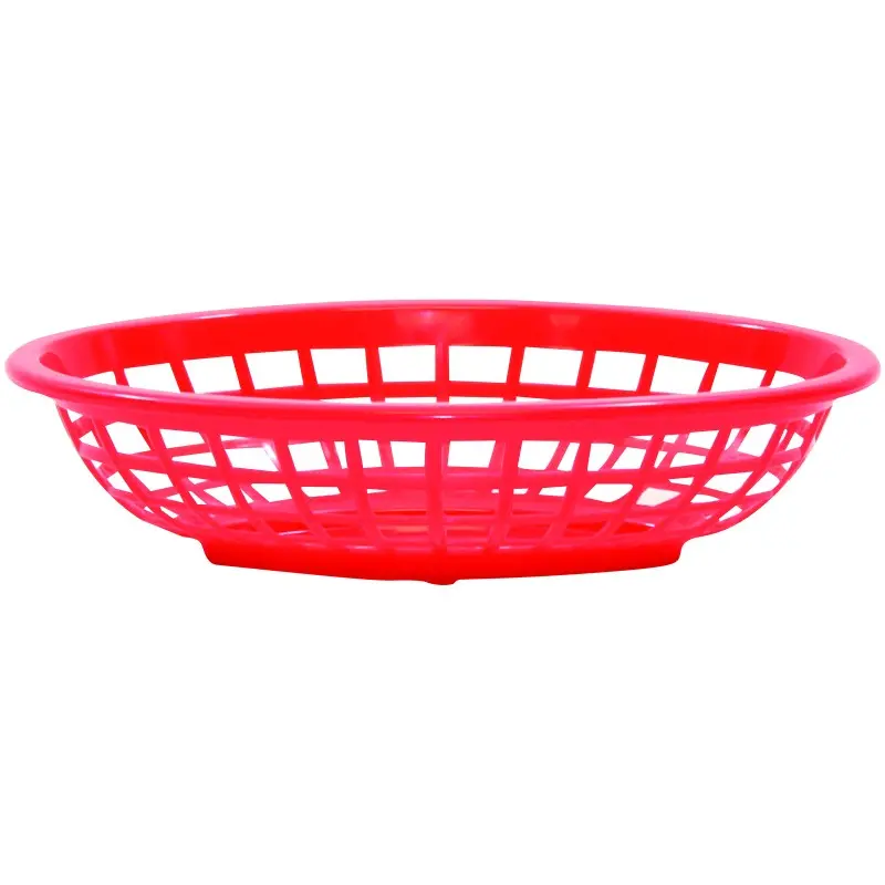 Tablecraft Oval Serving Basket Red 8"x5.375"x2" - Polyethylene (High Density Copolymer) - Set of 36
