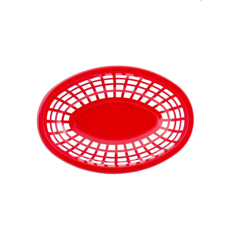 Tablecraft Oval Serving Basket Red 8"x5.375"x2" - Polyethylene (High Density Copolymer) - Set of 36