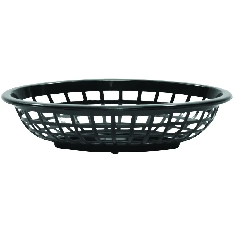 Tablecraft Oval Serving Basket Oz. Black 7.9375"x5.375"x2" - Polyethylene (High Density Copolymer) - Set of 36