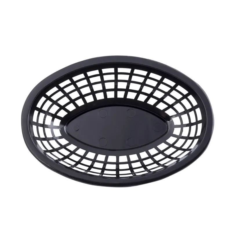 Tablecraft Oval Serving Basket Oz. Black 7.9375"x5.375"x2" - Polyethylene (High Density Copolymer) - Set of 36