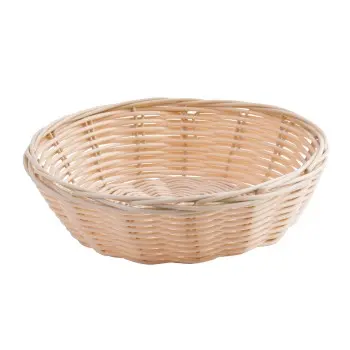 Tablecraft Round Handwoven Basket Natural 7"x7"x2" - Polypropylene Cord - Set of 12