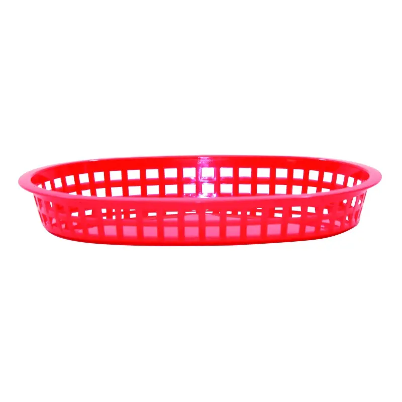 Tablecraft Oval Chicago Basket Red 10.62"x7.1875"x1.4375" - Polypropylene (PPH) - Set of 36