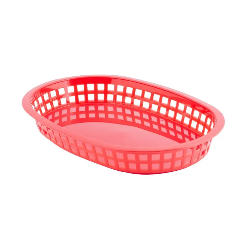 Tablecraft Oval Chicago Basket Red 10.62"x7.1875"x1.4375" - Polypropylene (PPH) - Set of 36