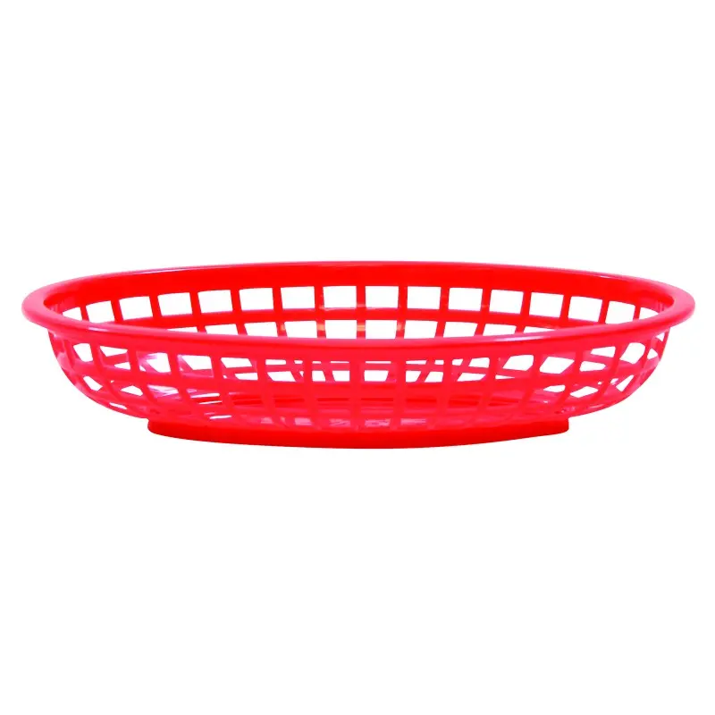 Tablecraft Oval Classic Basket Red 9.375"x6.25"x1.875" - Polyethylene (High Density Copolymer) - Set of 36