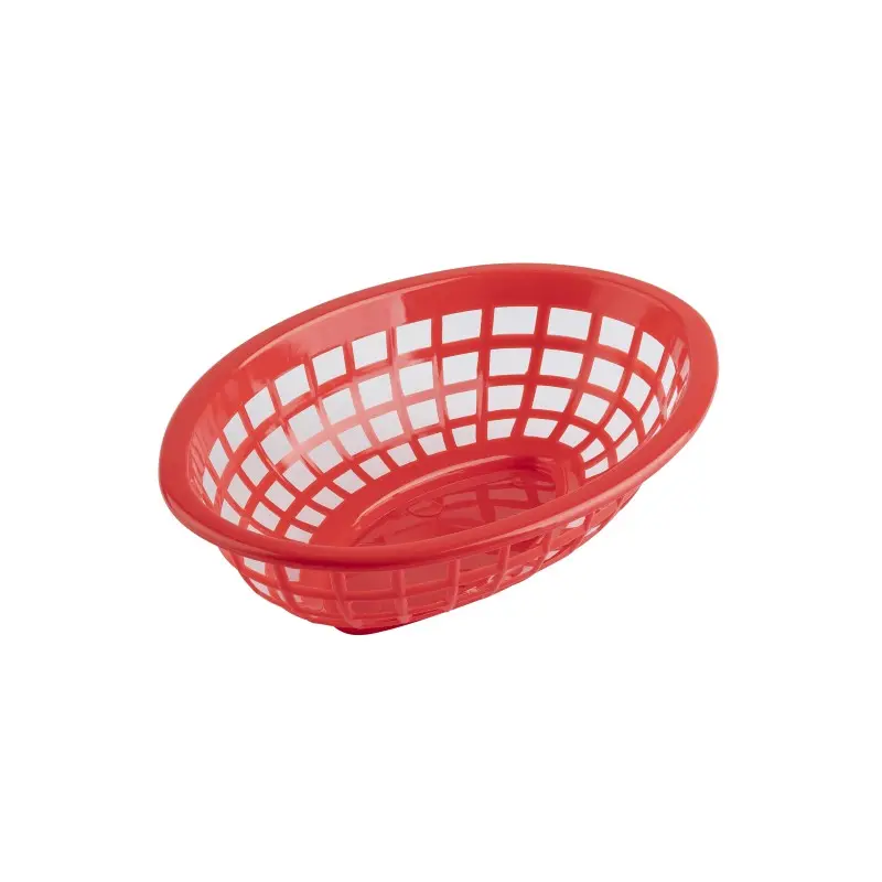 Tablecraft Oval Classic Basket Red 9.375"x6.25"x1.875" - Polyethylene (High Density Copolymer) - Set of 36