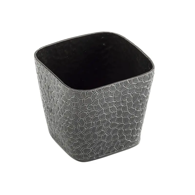 Tablecraft Crackle Collection Square Snack Basket 21 Oz. Black 4"x4"x3.625" - Powder Coated Aluminum