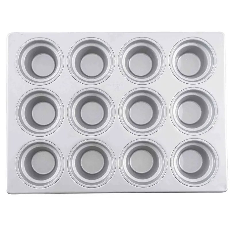 Aluminized Steel Large Crown Muffin Pan 6 Oz. 18"x13"x2" - 12 Cups (3 x 4) - Silicone Glazed Non-Stick Coating