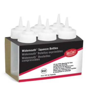 Tablecraft WidemouthSqueeze Bottle 8 Oz - Polyethylene (LDPE) 53 mm - Standard Cone-Tip Top - Pack of 6 - Set of 12