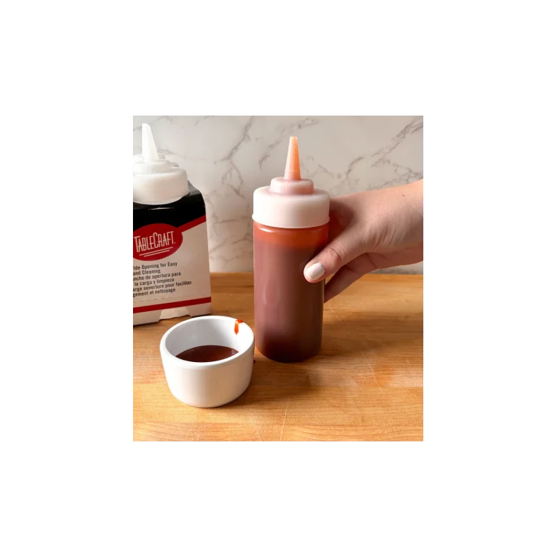Tablecraft WidemouthSqueeze Bottle 8 Oz - Polyethylene (LDPE) 53 mm - Standard Cone-Tip Top - Pack of 6 - Set of 12
