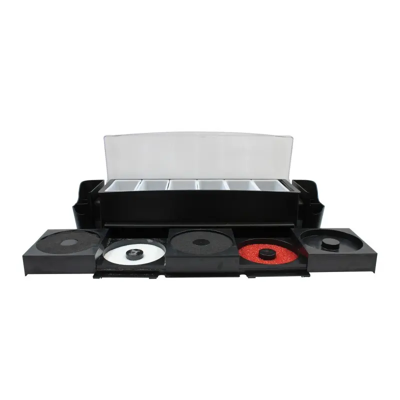 Tablecraft Ultimate Garnish Station Bar Condiment Holder Black 24.75"x7.25"x6.25" - Polystyrene (PS)