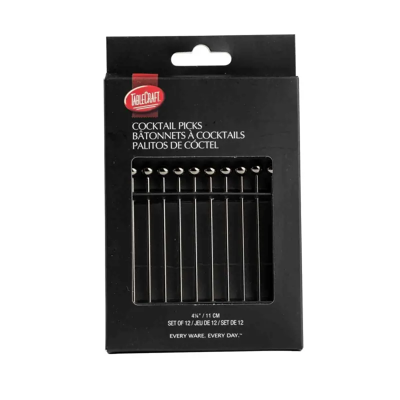 Tablecraft Cocktail Picks Gunmetal .3125"x.3125"x4.25" - Stainless Steel (18/8) - Set of 12