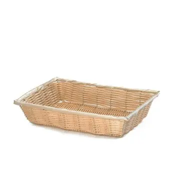 Tablecraft Rectangular Handwoven Basket Natural 18"x12.25"x3" - Polypropylene Cord - Set of 6