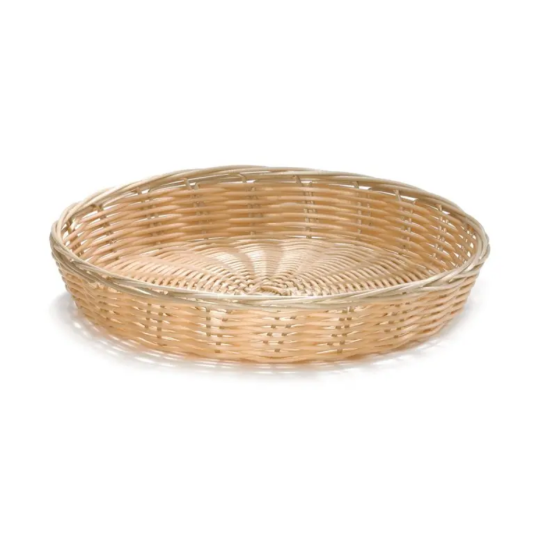 Tablecraft Round Handwoven Basket Natural 10"x10"x1.5" - Polypropylene Cord - Set of 12