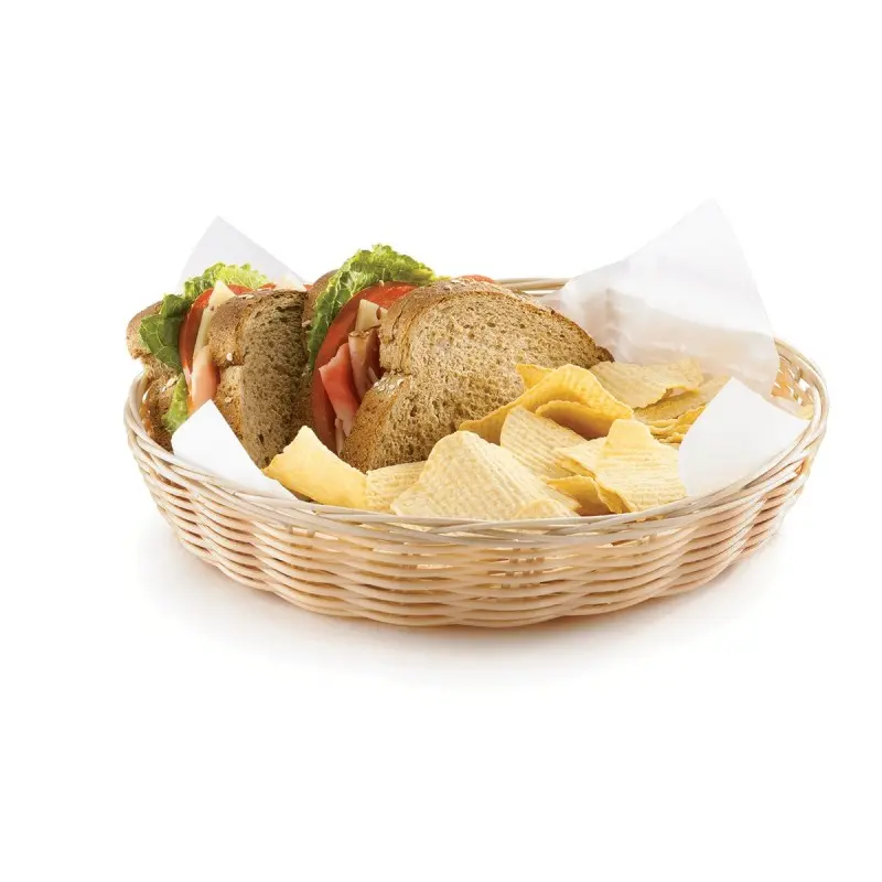 Tablecraft Round Handwoven Basket Natural 10"x10"x1.5" - Polypropylene Cord - Set of 12