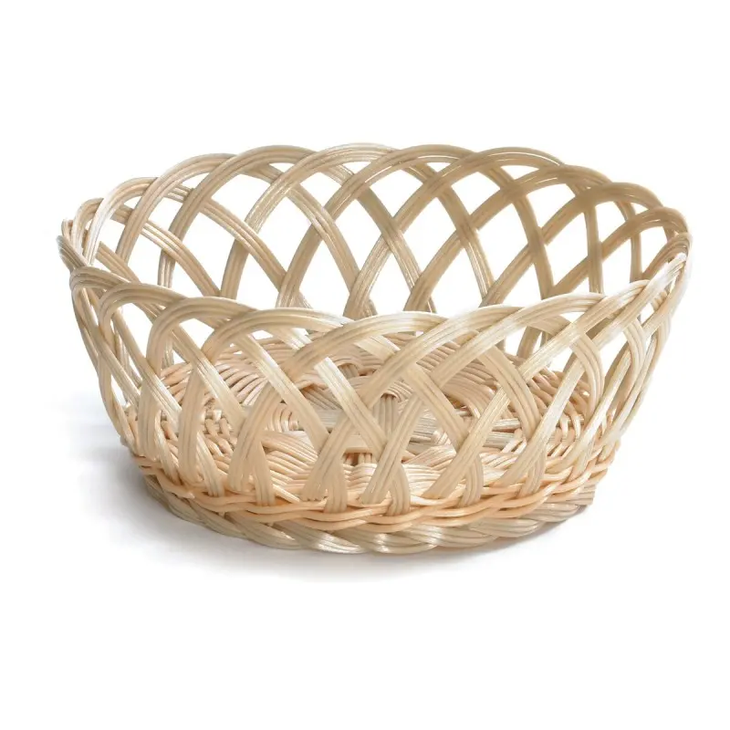 Tablecraft Round Handwoven Basket - Open Weave Natural 8.5"x8.5"x3.25" - Polypropylene Cord - Set of 12 Tablecraft Round Handwoven Basket - Open Weave Natural 8.5"x8.5"x3.25" - Polypropylene Cord - Set of 12