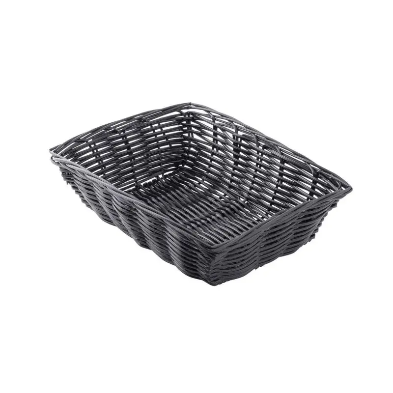 Tablecraft Rectangular Handwoven Basket Black 9"x6"x2.5" - Polypropylene Cord - Set of 12