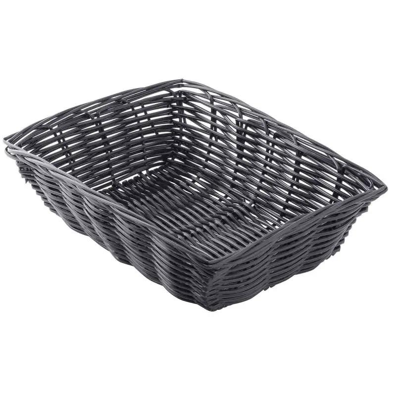 Tablecraft Rectangular Handwoven Basket Black 9"x6"x2.5" - Polypropylene Cord - Set of 12