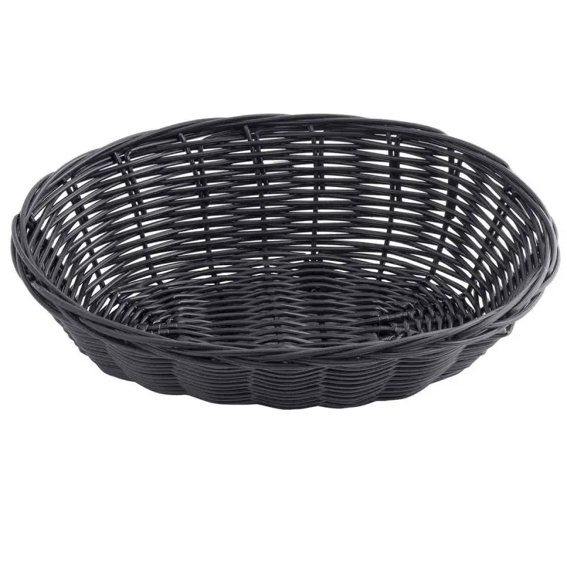 Tablecraft Oval Handwoven Basket Black 9"x6"x2.25" - Polypropylene Cord - Set of 12