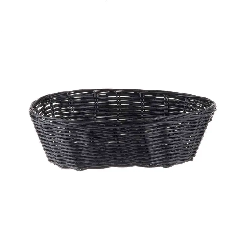 Tablecraft Oval Handwoven Basket Black 10"x6.5"x3" - Polypropylene Cord - Set of 12