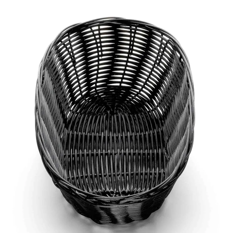 Tablecraft Oval Handwoven Basket Black 10"x6.5"x3" - Polypropylene Cord - Set of 12