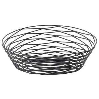Tablecraft Artisan Collection Oval Basket Oz. Black 10"x6.75"x3.25" - Black Powder Coated Steel