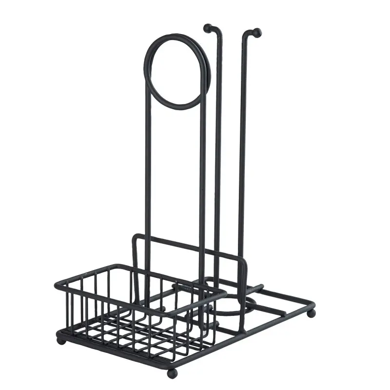 Tablecraft Versa Rack Paper Towel Holder Black 10"x6"x12.25" - Black Powder Coated Steel