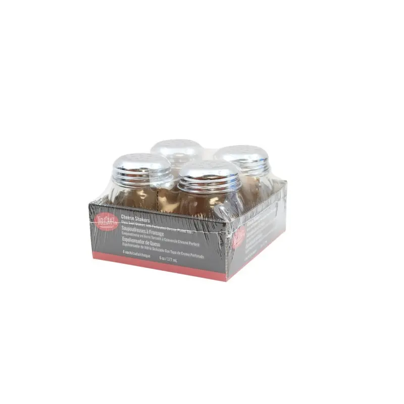 Tablecraft Nostalgia Collection Swirl Shaker - Perforated 6 Oz Chrome/Glass (Clear Soda Lime Glass) Pack of 4 - Set of 6
