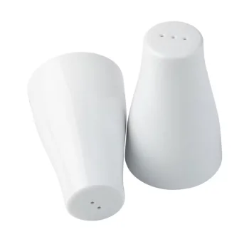 Tablecraft Round Salt & Pepper Shakers 1.25 Oz. White 2"x2"x3.25" - Melamine 2 mm Holes