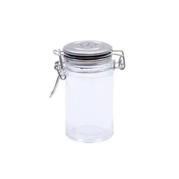 Tablecraft Resealable Salt & Pepper Shakers 2 Oz. 2.75"x1.75"x3.375" - Glass (Clear Glass) - Set of 6
