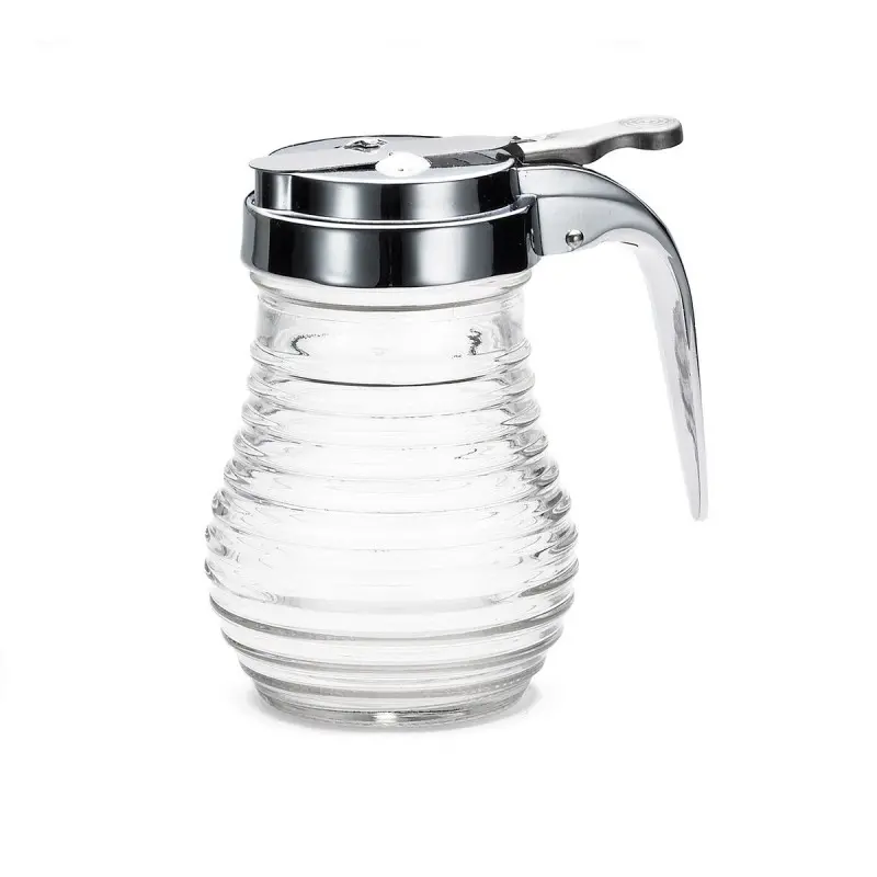 Tablecraft Beehive Collection Syrup Dispenser 6 Oz. 2.75"x2.75"x3.625" - Glass (Clear Soda Lime Glass) - Set of 12